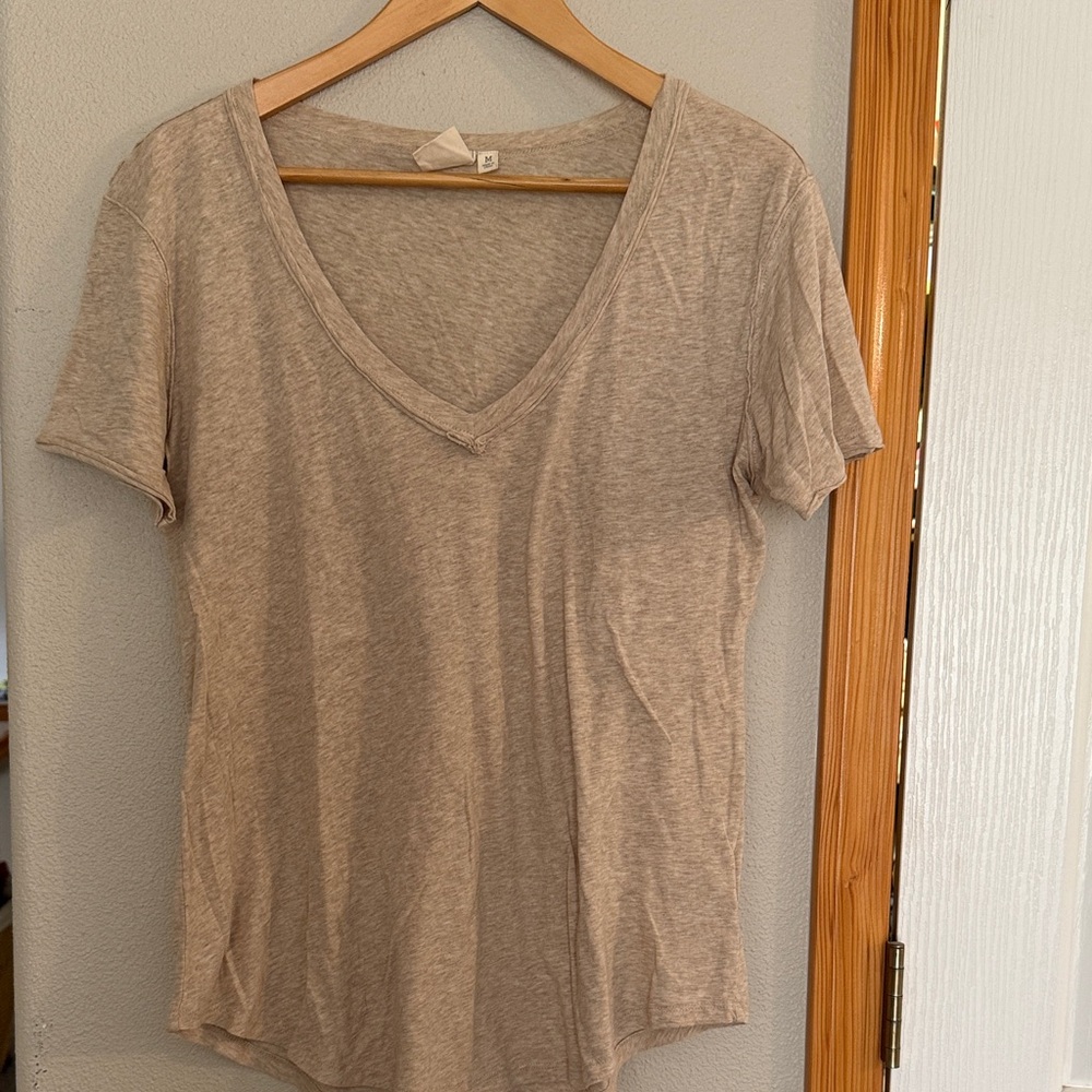 White Crow Light Beige V-Neck Tee